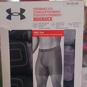 Under Armour Men’s Boxerjock 6" Performance Boxer Briefs - Gray/Black